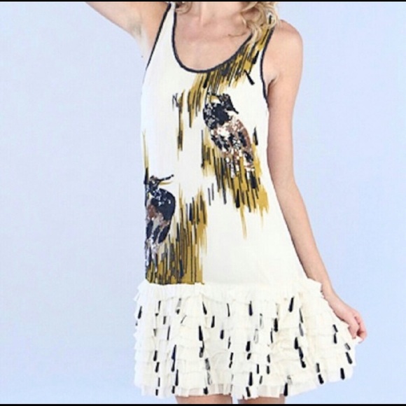 French Connection Reef Sequin Beaded Bird Dress - Picture 2 of 8